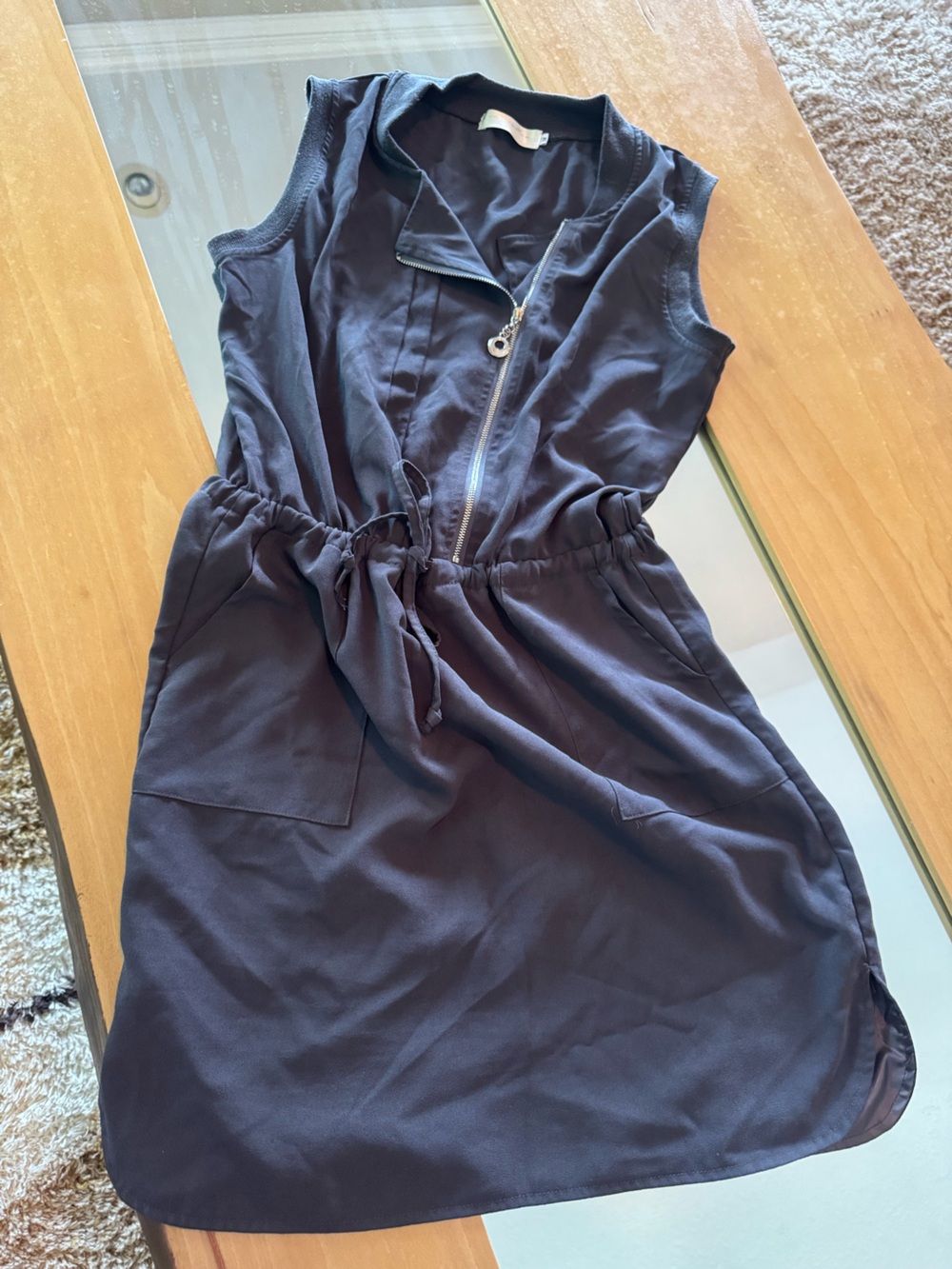 Charcoal Zip-Front Sleeveless Mini Dress